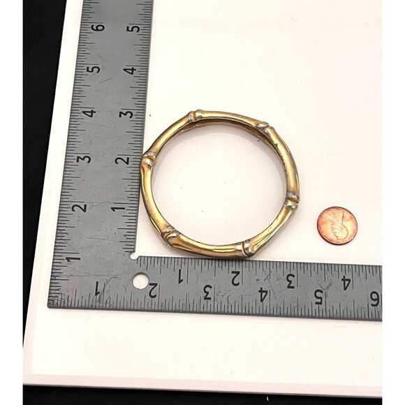 Vintage Signed Givenchy Bracelet Gold Tone Bamboo Design Bangle 8M - Picture 7 of 8